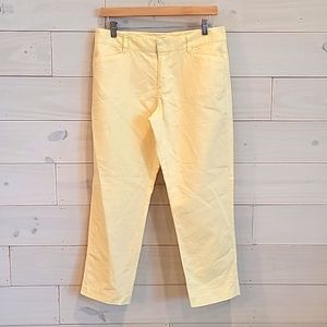 ~Ann Taylor Loft Pale Yellow Linen Cropped/Capri Pant